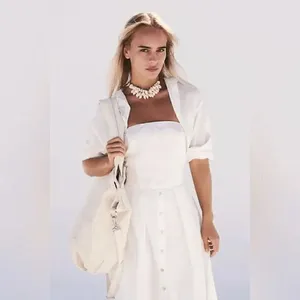 Free People Isley Long Sleeve 2-in-1 Button Down Cotton White Midi Dress XS NWOT thumbnail 11