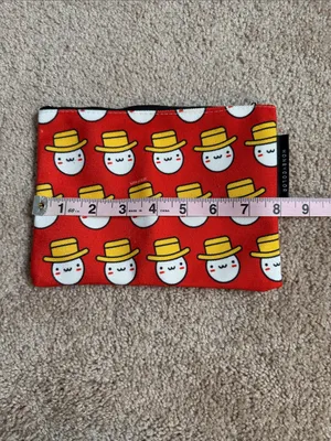 HONEYCOLOR Red Cosmetic Bag with Cute Egg Character Print thumbnail 5