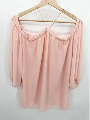 1.State Pink Off The Shoulder Long Sleeve Blouse Women's Size‎ Medium M thumbnail 1
