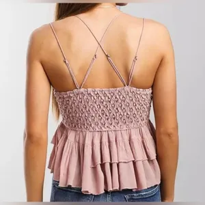 Free People FP One $68 Adella Cami Tank Lace Top Pink Mauve Festival‎ Fairy Boho thumbnail 2