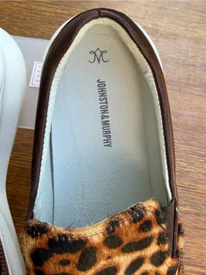 Johnston & Murphy Leopard Calf Hair Slip On Sneakers Women’s 8M Brown Leather thumbnail 4
