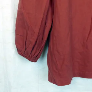 LOFT Linen Blend Peasant Top Womens M Rust Orange Balloon Sleeve Boat Neck Boho thumbnail 4