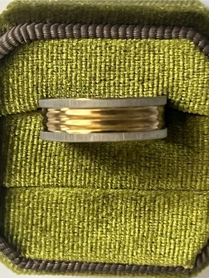 Classic Design Titanium Steel Silver/Gold Ridge Design 6mm Band Size 7.5 thumbnail 1