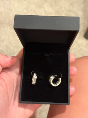 Never worn silver hoops earrings thumbnail 2
