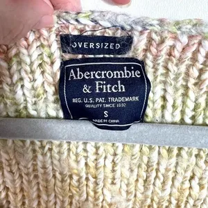 Abercrombie Fitch Oversized Cropped Cable‎ Knit Sweater Women Size S Multi Color thumbnail 4