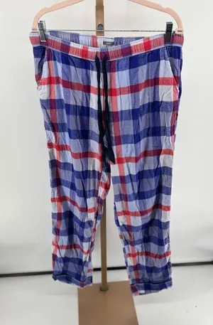 Aerie Plaid Pajama Pants Long Tall Size L Blue Red Plaid thumbnail 1