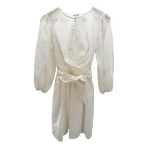 Shoshanna Maia White Jacquard Balloon Sleeve Tie Front Mini Dress 6 Bridal LWD thumbnail 5