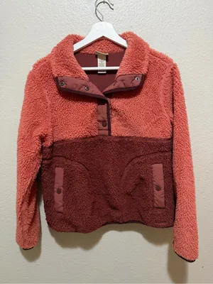 L.L. Bean Sherpa Fleece Pullover Small Petite Mineral Red Rosewood Gorpcore thumbnail 1