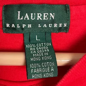 Vintage Lauren Ralph Lauren T-Shirt Red FLAWS Short Sleeve Crest Logo Women‎ Lrg thumbnail 7