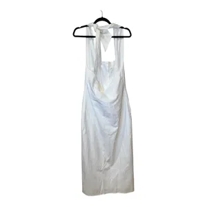 CoMMENSE Tied Halter Open Back Cotton Linen Midi Dress White Large NWT Sold Out thumbnail 4