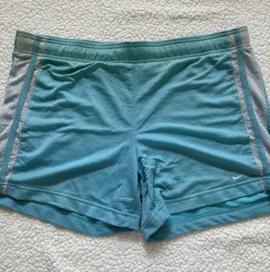 Nike Dri-FIT Turquoise Teal Blue Layered Mesh Running Athletic Short M Workout thumbnail 1