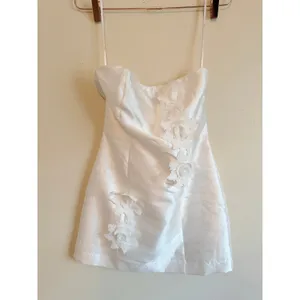 Lulus Mini Dress Womens White Destiny 3D Floral Applique Strapless Bridal thumbnail 5