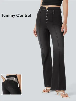 Halara Flex™ Mid Rise Tummy Control Casual Flare Jeans with Pockets thumbnail 2