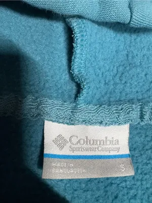 Columbia Women’s Blue/Teal Script Logo Pullover Hoodie Size S thumbnail 6