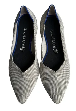Rothy's The Point Women's White Gray Kint Ballet Casual Flats Slip On Size: 9.5 thumbnail 1