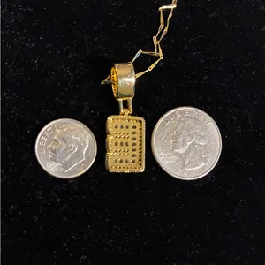 Sparkling Gold tone Initial "E" Square Pendant Necklace thumbnail 6
