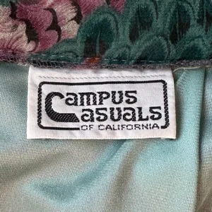 Campus‎ Casuals VTG 80s Midi Skirt M Pleated A-Line Peacock Feather Print Boho thumbnail 7