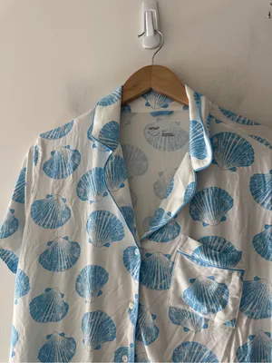 Aerie NEW! Real Soft Short Sleeve Pajama Shirt Blue Shell Nautical thumbnail 4