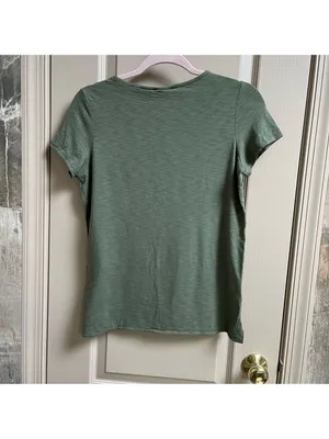 ST. Tropez West women basic t-shirt khaki olive cotton blend Sz XS thumbnail 6