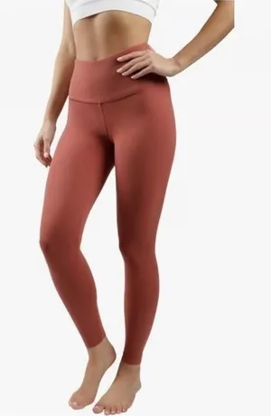 💥90 Degree By Reflex Ankle Length High Waist Power Flex Leggings Rust/Mauve M thumbnail 1