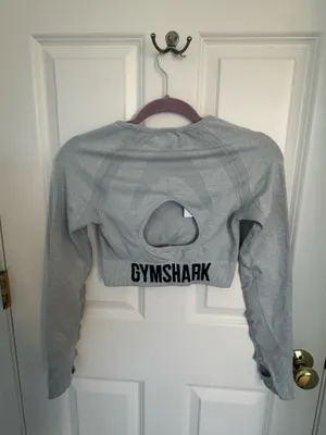 Gymshark Flex Sports Long Sleeve Crop Top Light Grey Marl thumbnail 4