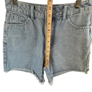 Distressed High Rise Denim Shorts M Raw Hem Light Wash Jean Cutoff Casual Boho‎ thumbnail 5