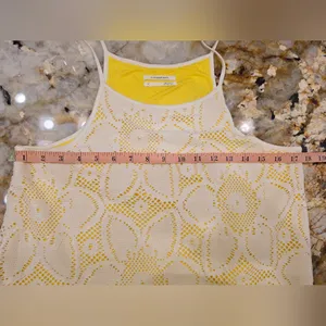 Anthropologie Cosette Top Size S Yellow White thumbnail 6