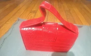 Adam Forever Red Crocodile Embossed Patent Leather Handbag Satchel Crossbody thumbnail 5
