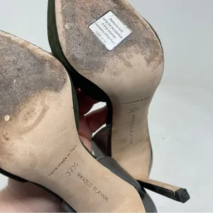 Manolo Blahnik D’orsey green suede and silver leather 2 tone heels 100mm sz 37.5 thumbnail 8