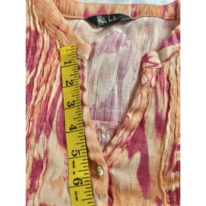 Nicole Miller Woman 2X Boho Tie Dye Peasant Blouse - Orange & Pink Crinkle thumbnail 6