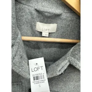 LOFT Womens Heather gray Wool Blend Long Coat Size S‎ Pocket Winter Warm NWT thumbnail 5