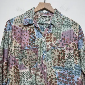 Roller Rabbit Women Cotton Silk Shirt Dress S‎ Multi Patchwork Floral Artsy Boho thumbnail 2