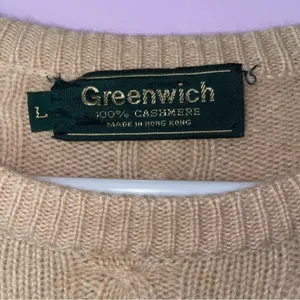 Vintage Greenwich L Cashmere Cream Sweater Cable Knit Fisherman Quiet Luxury thumbnail 4