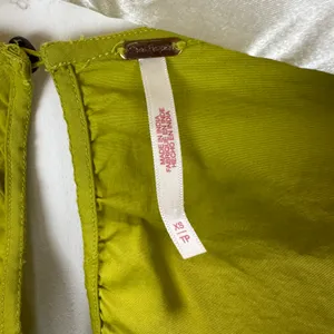 Free People Tastemaker Mini Dress Cotton Ruched Pleated Puff Sleeve Green XS thumbnail 7