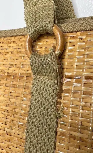 Vintage Woven Purse Shoulder Bag Zipper Closure Made in Taiwan Boho Minimalist thumbnail 4