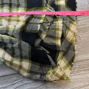 Free‎ People Pacific Dawn Plaid Shirt black green tan sz L thumbnail 7