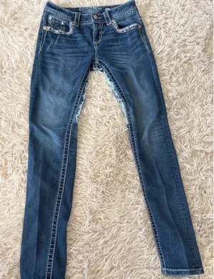 Miss Me‎ Mid Rise Skinny Jeans Embellished Pockets Rhinestones Sequins Size 26 thumbnail 1