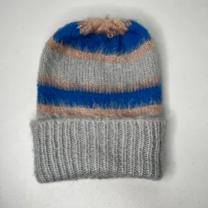 Free People Grey Striped Beanie Hat NWT thumbnail 3