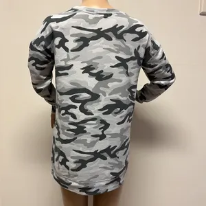 Retrology Long Sleeve Gray Toned Camouflage Top size S with front pouch pocket thumbnail 5
