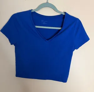No Boundaries Royal Blue V-Neck Crop Top thumbnail 1