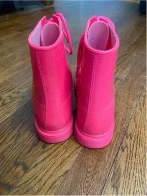 Wild Diva Lounge Combat Rain Boots Hot Pink Lace Up Waterproof Barbiecore 8 Y2K thumbnail 4
