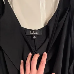 Lulus black full length‎ dress with tied sleeve, medium thumbnail 8
