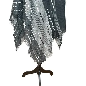 DEMDACO Textured Black Gray One Size Fits Most Acrylic and Poncho Shawl thumbnail 3