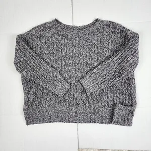 American Eagle Grey Chunky Cable Knit Cropped Sweater - Size S (Oversized Fit) thumbnail 9
