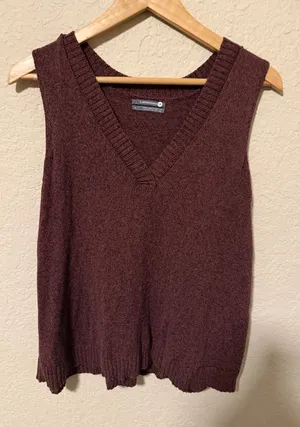 Anthropologie Sleeveless V-Neck Knit Vest Top quiet luxury small oversized thumbnail 1