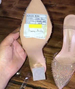 Azalea wang gamma nude PVC heels wedding heels formal wide heels 37 rhin… thumbnail 8