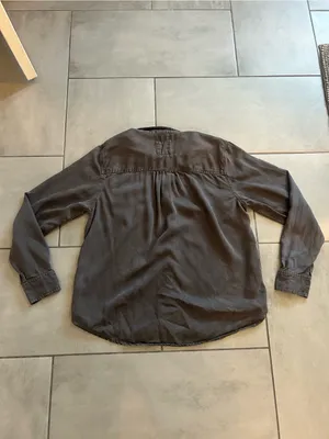 Lucky Brand Solid Boyfriend Button Down Shirt in Grey thumbnail 4