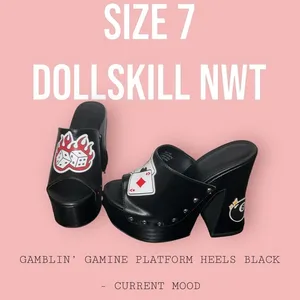 Black Gamblin Chunky Mule Heels Current Mood Black PU Clog Heels thumbnail 2