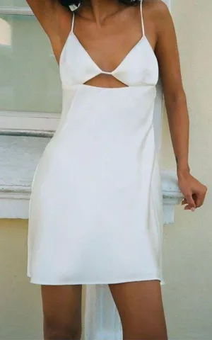 ZARA Dress Mini Satin Lingerie Effect White Wedding Bridal Shower Vacation Summer thumbnail 6