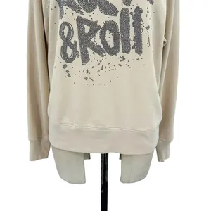 Zadig & Voltaire Top Upper Rock and Roll Strass‎ Pullover Sweatshirt Cream Small thumbnail 5